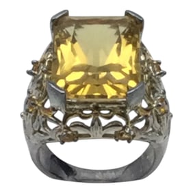 MG Signed 925 Cocktail Ring Sz. 7.5