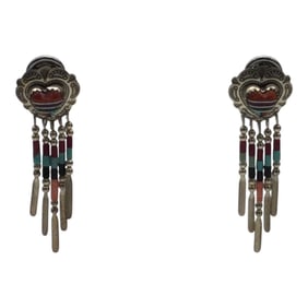 Native American 925 Signed Drop Dangle Earrings By QT