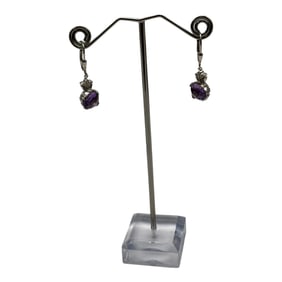 925 Marked Amethyst Dangle Earrings