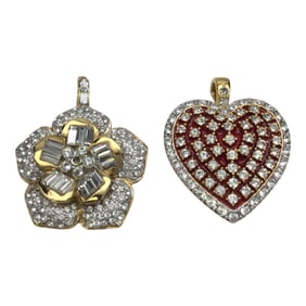 Nolan Miller Lot of 2 Rhinestone Pendants