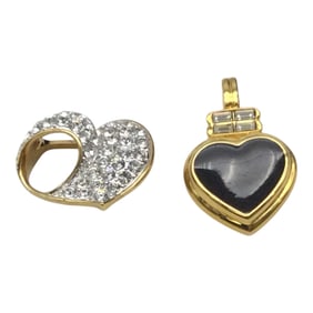 Lot of 2 Designer Heart Shaped Pendants Signed