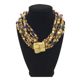 Vintage Chunky Colorful Multi Strand Necklace by Diva