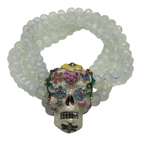 Kirks Folly Enamel Sugar Skull Stretch Bracelet