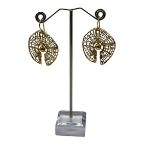 Israel Bronzo 925 Sterling Silver Gold Plated Earrings