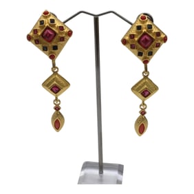 Leslie Block Gold Drop Dangle Earrings