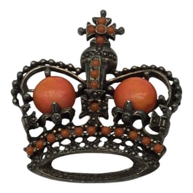 Vintage Unsigned Crown Shaped Brooch/Pendant