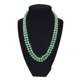 Vintage Castlecliff Faux Jade Double Strand Necklace
