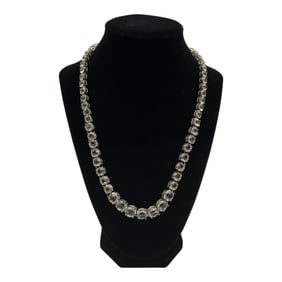 Vintage Silver and Rhinestone Tennis Necklace