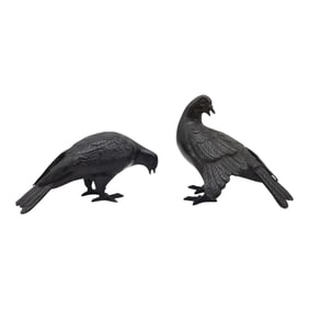 Pair of Bronze Dove Birds Unsigned