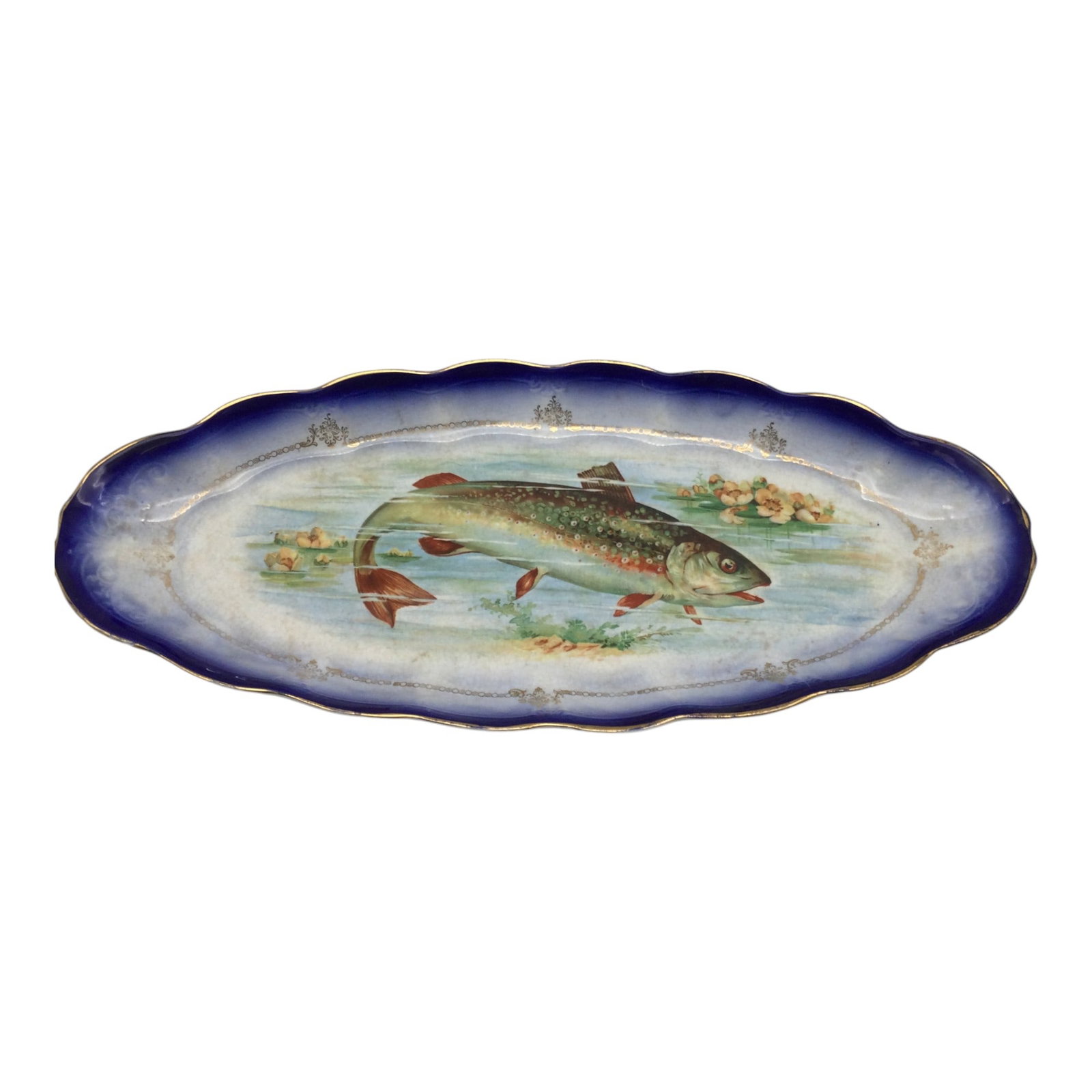 Sterling China Fish Platter Rainbow Trout: Sterling China Rainbow Trout Fish Platter. Approx. 2 inches tall x 21 wide x 9 deep. Approx. 3.6 lbs.