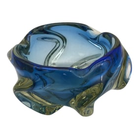 MCM Murano Blue Swirl Ashtray Bowl