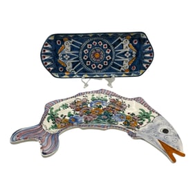Pair of Mediterranean Ceramic Trays Signed