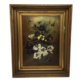 Mystery Artist Floral Oil on Board