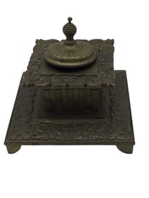 Art Nouveau Brass Inkwell