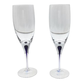 Pair Orrefors Intermezzo Blue Claret Glasses