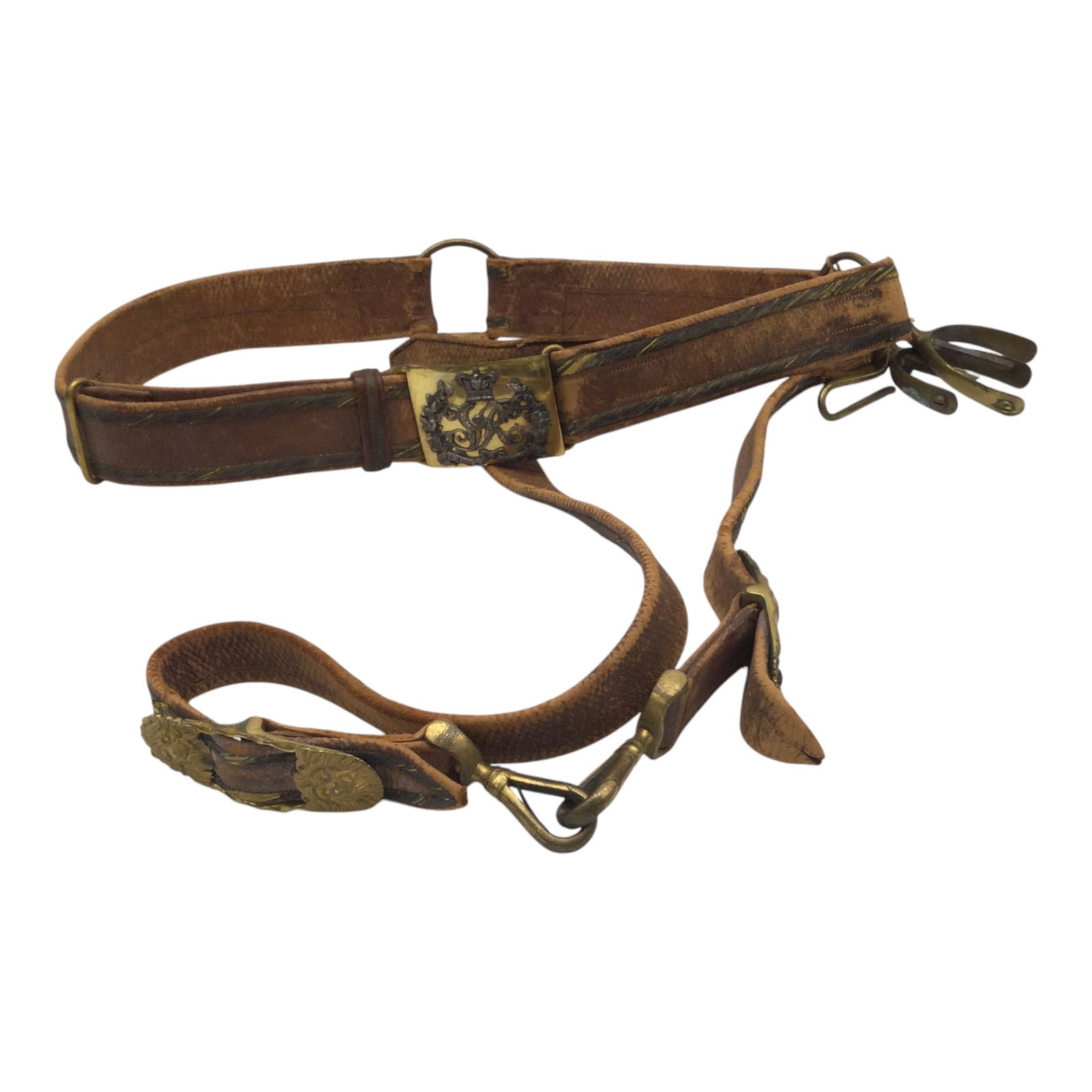 Early 20th C. British Officer Artillery Belt and Hanger with Spurs (1 of 6)