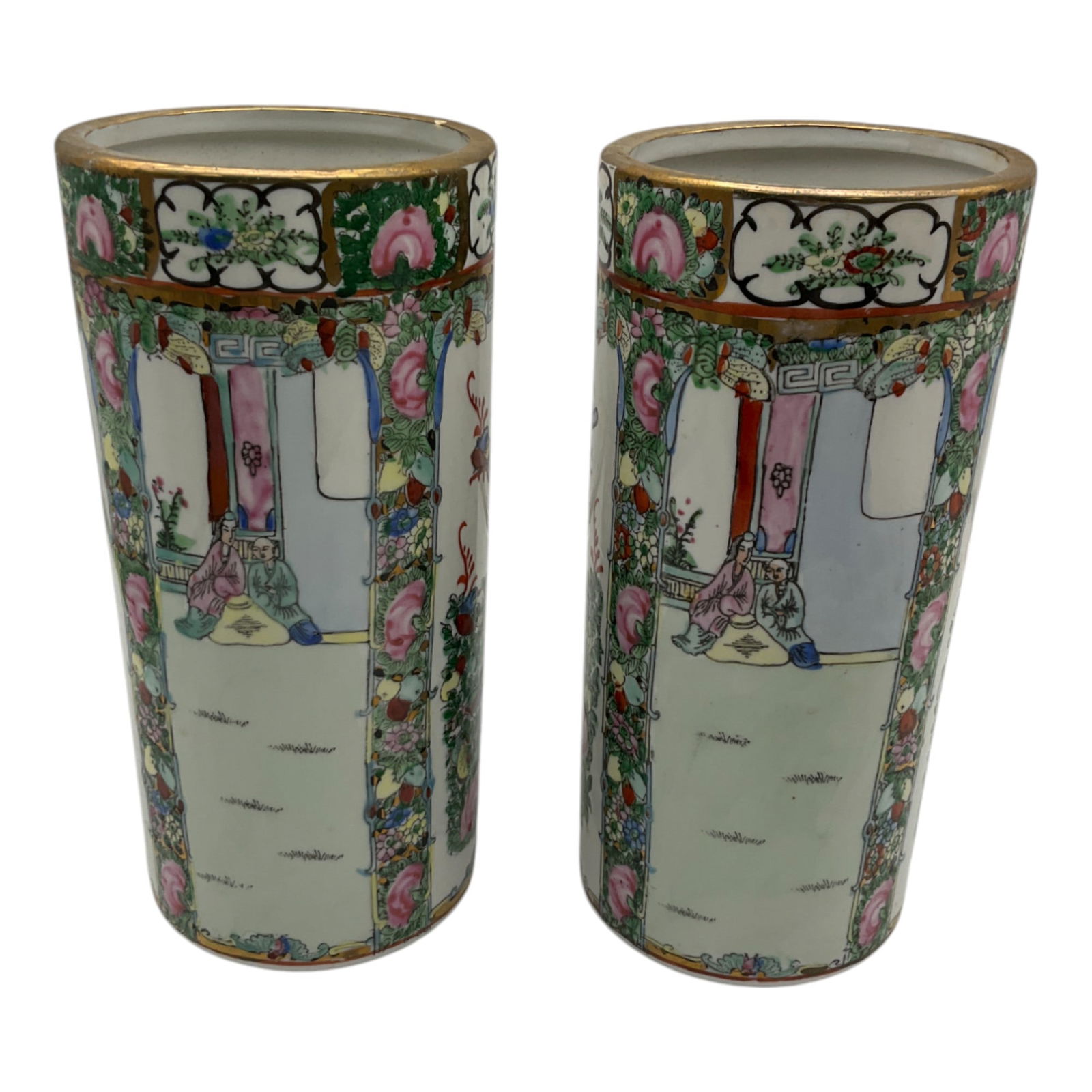 Pair Chinese Hand Painted Porcelain Vases (1 of 7)