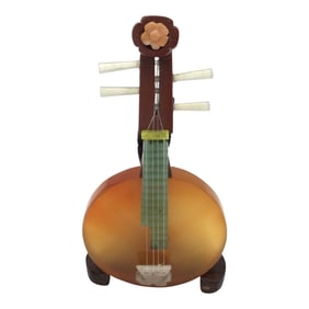 Chinese Carved Semi Precious Stone Miniature Instrument