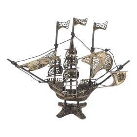 Sterling Silver Filigree Ship Figurine