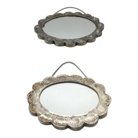 Pair Turkish 900 Bedo Silver Travel Mirrors