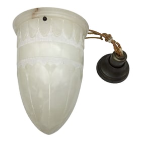 Art Deco Carved Alabaster Ceiling Hung Lamp