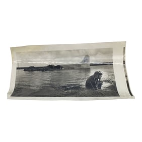 Vintage Airplane Wreck Black and White Photo