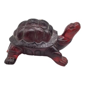 Hand Carved Amber Turtle Figure
