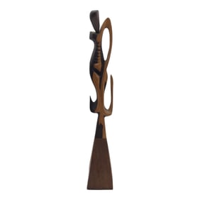 Carved Cuban Wood Abstract Sculpture Signed Alfred