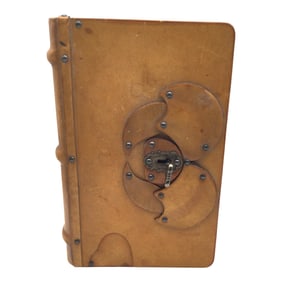 Leather Bound Wood Lock Box with Key