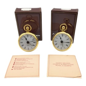 Pair West German Travel Alarm Clocks