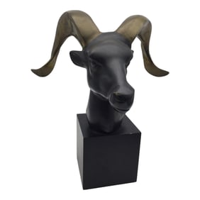 Brass Rams Head Sculpture