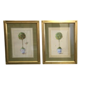 Pair of Chela De Salas Signed Watercolor