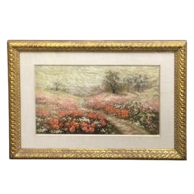 Antique Hand Embroidery Scenescape