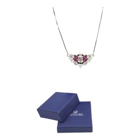 Swarovski Signed Pink and Clear Crystals Pendant