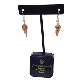 Vintage Italian Coral Drop Dangle Cluster Earrings