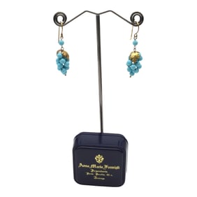 Vintage Italian Turquoise Drop Dangle Cluster Earrings