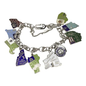 Vintage Monet Enamel State Charm Bracelet