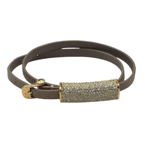 Henry Bendel Rhinestone and Leather Bracelet