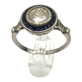 Vintage EJI Signed 925 Hallo Ring Art Deco Revival Sz. 8