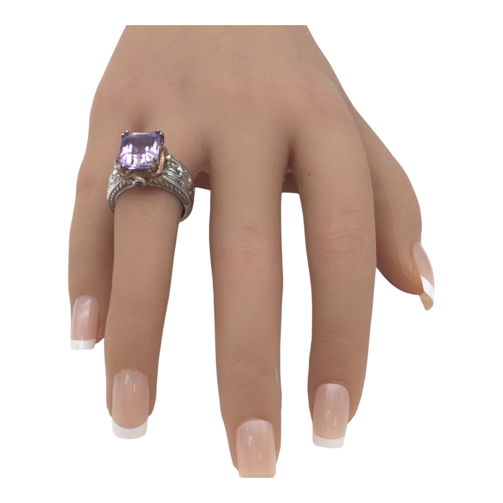 Zales Jewelers 925 Amethyst Ring Sz. 7: Zales Jewelers 925 Amethyst Ring Sz. 7. Approx. 0.5 inches tall x 7/8 wide x 1-1/8 deep, 0.3 oz.