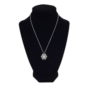 Swarovski Signed Silver Snowflake Crystal Pendant With Necklace