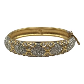 Swarovski Swan Signed Gold Bangle Bracelet