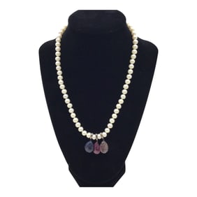 Freshwater Pearls and Multi Color Gemstone Necklace