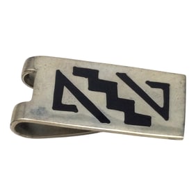 Vintage 925 Onyx Inlaid Money Clip, Mexico