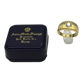 Vintage Italy Signed Gold over 800 Silver Ring With CZ Accent Sz. 7.5