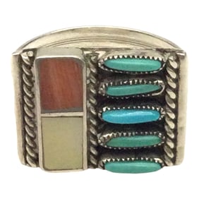 C-R ZUNIE Sterling Silver Multi Color Gemstone Ring Sz. 5.5