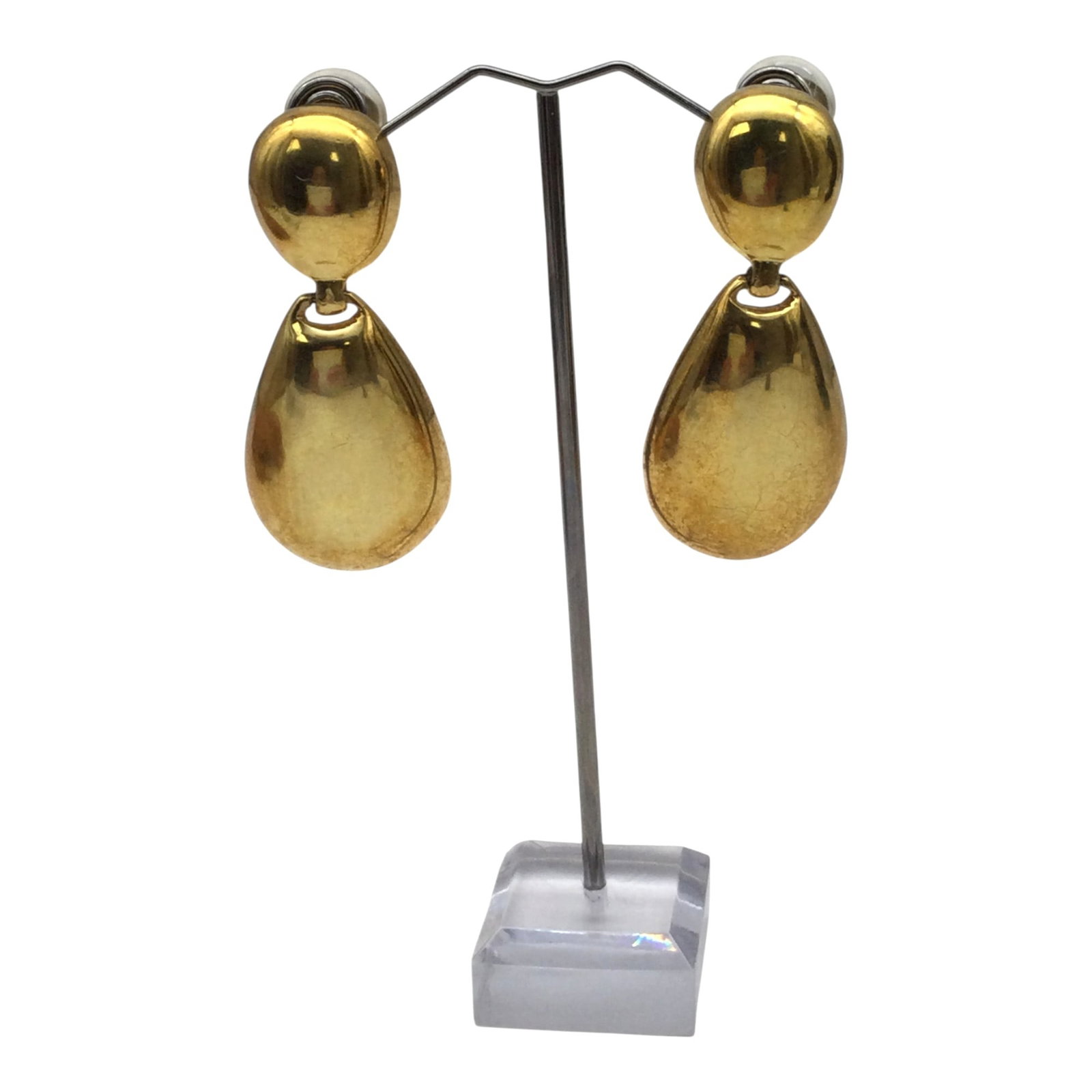 Vintage Kenneth Lane Signed Gold Clip On Earrings: Vintage Kenneth Lane Signed Gold Clip On Earrings. Approx. 2.5 inches tall x 1 wide x 0.25 deep,1.2 oz