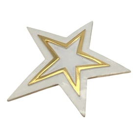Vintage Crown Trifari White Enamel and Gold Star Brooch