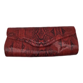 Vintage Sabbar Red Snakeskin Clutch Envelope Purse
