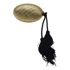 Delill Italy Gold Metal Oval Purse with Tassels